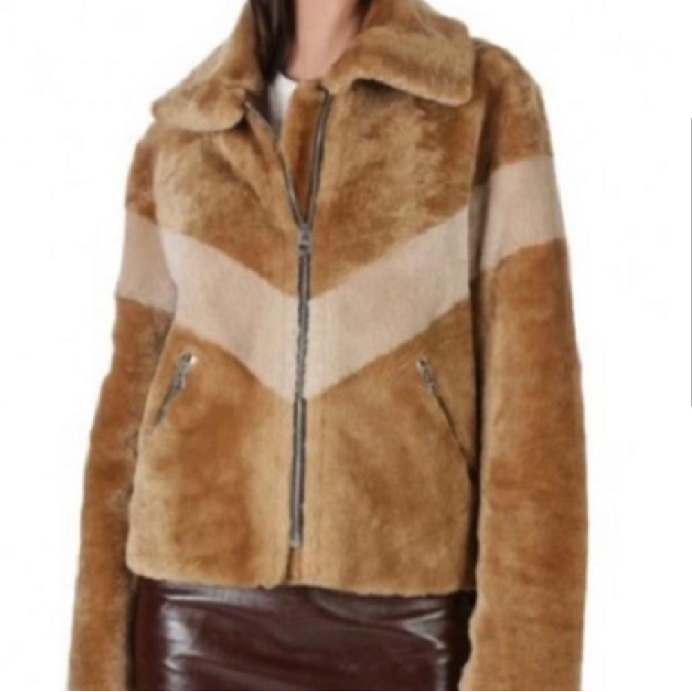 Sandro Samantha Shearling jacket, size 1FR - Picture 2 of 12